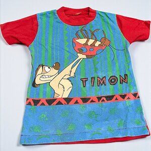 Vintage 90s Lion King All Over Mega Print Shirt Timon & Grub approx 4T